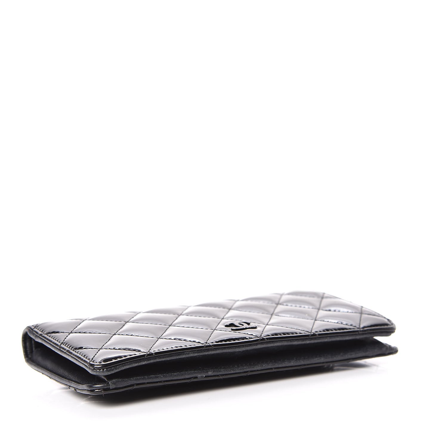 Patent Quilted Yen Wallet Black