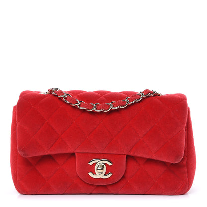 Chanel Velvet Quilted Mini Rectangular Flap Red 1 of 15