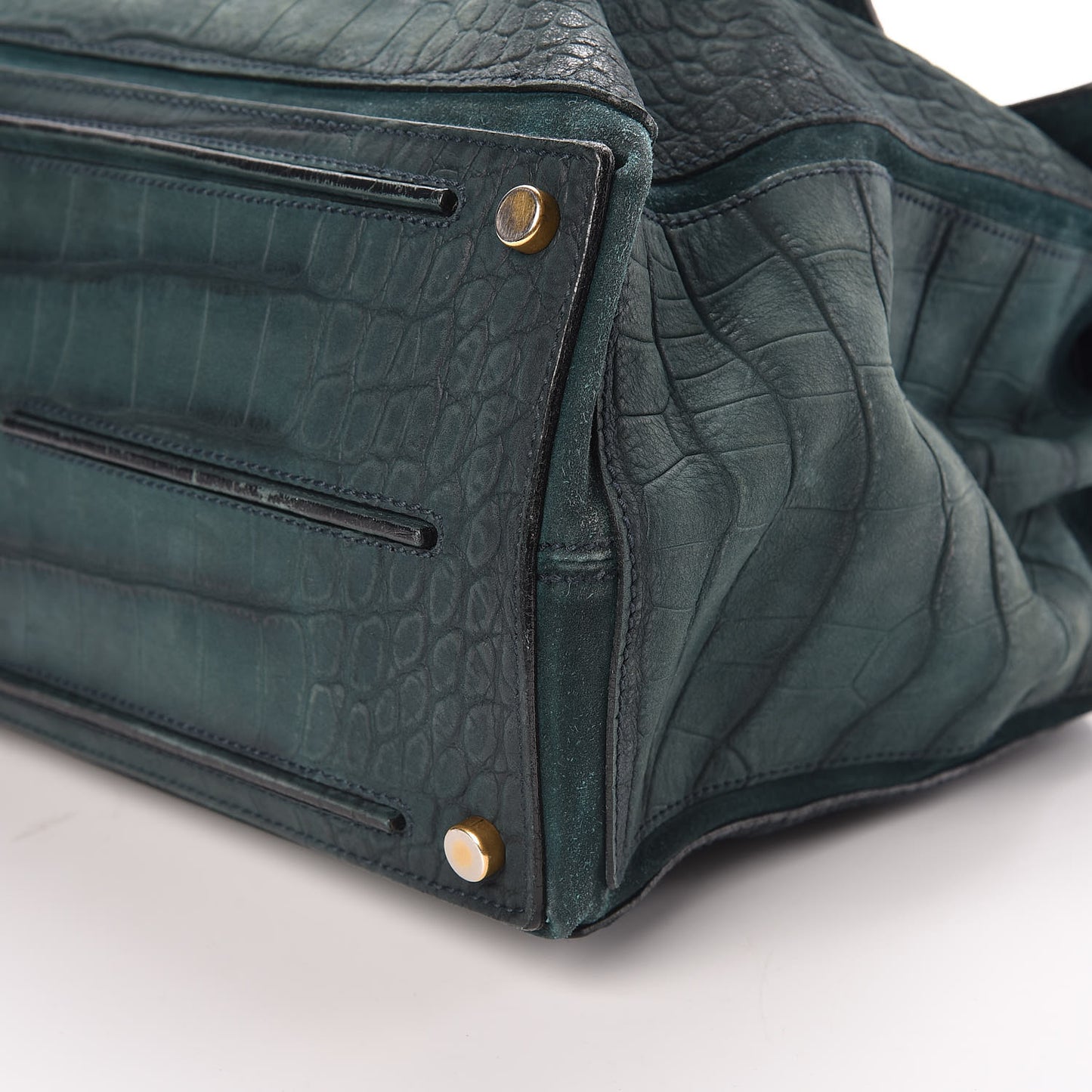 Nubuck Croc Embossed Large Muse Two Green