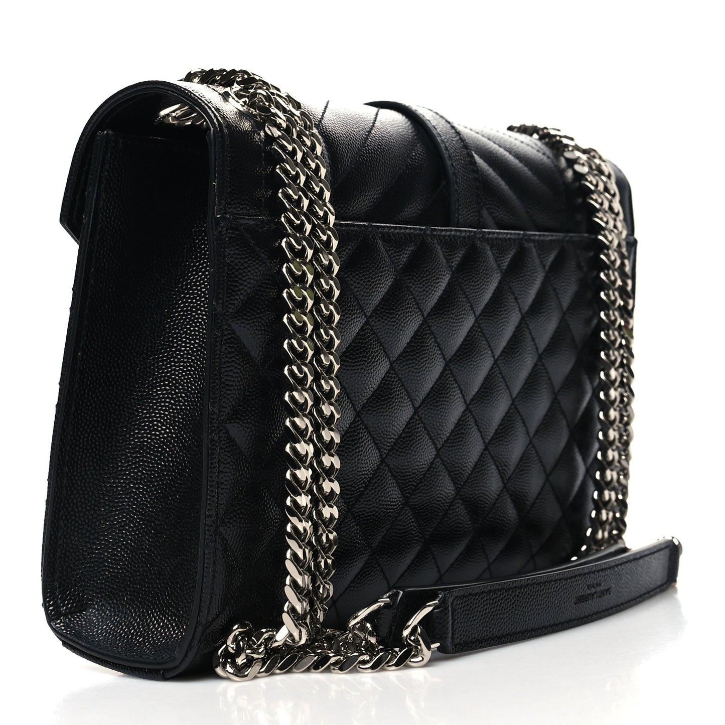 Grain De Poudre Textured Mixed Matelasse Triquilt Medium Monogram Satchel Black