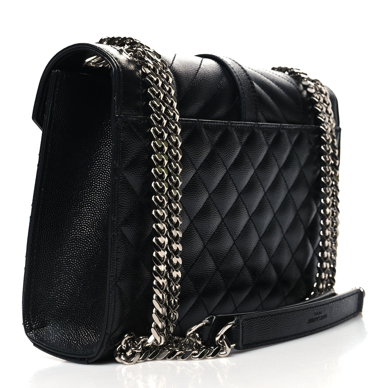 Saint Laurent Grain De Poudre Textured Mixed Matelasse Triquilt Medium Monogram Satchel Black 3 of 9