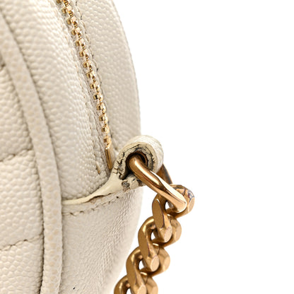 Saint Laurent Grain De Poudre Matelasse Chevron Quilted Round Vinyle Camera Bag Crema Soft 11 of 12