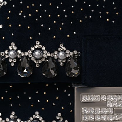Fendi Velvet Crystal Embellished Baguette Midnight 9 of 11