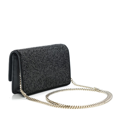 Versace Calfskin Palazzo Crystal Chain Evening Bag Black 3 of 7