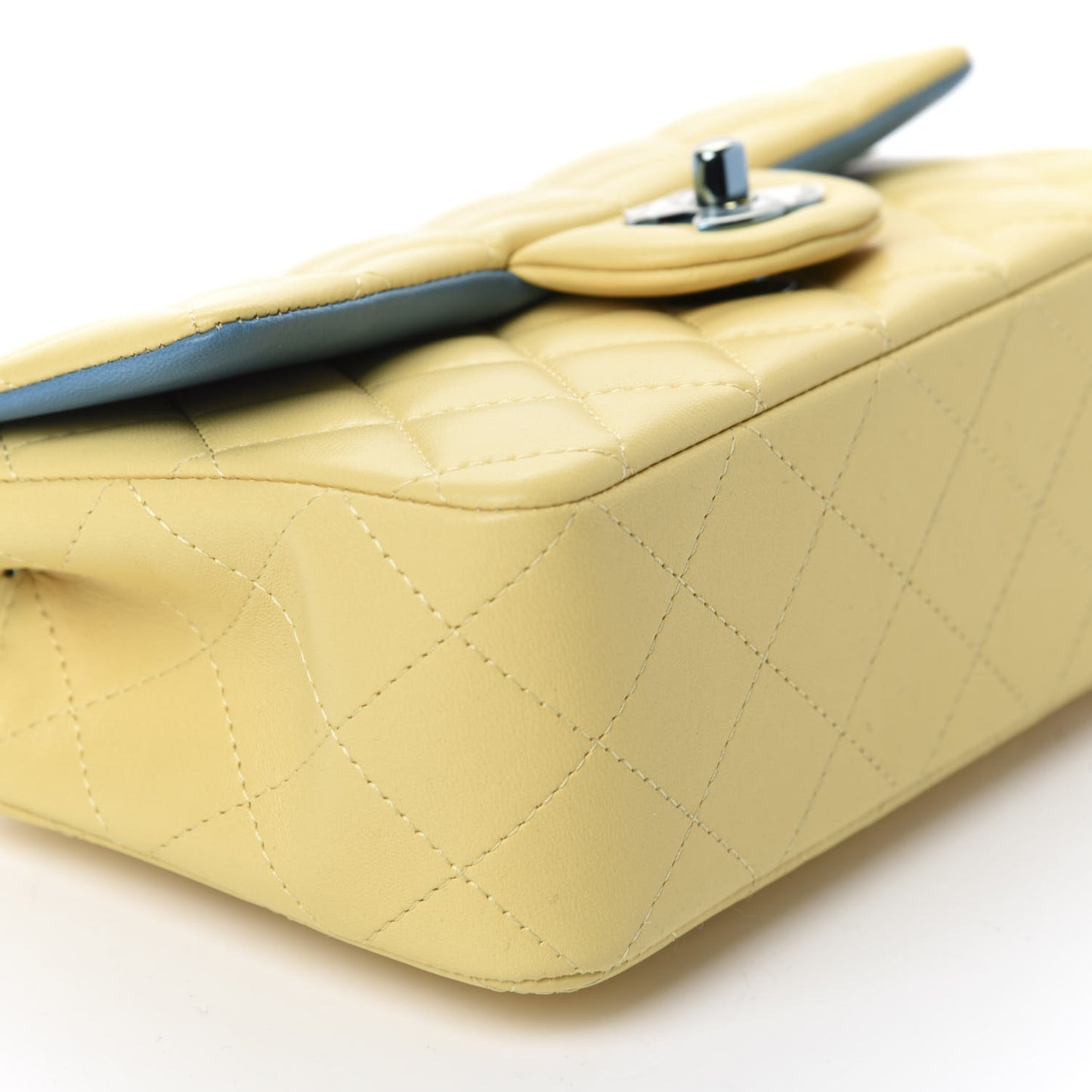 Lambskin Quilted Mini Rectangular Flap Yellow Blue