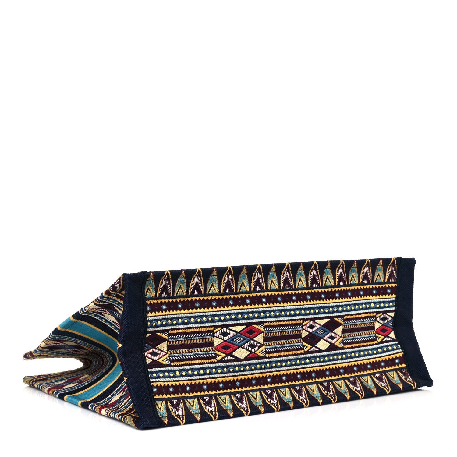 Christian Dior Canvas Embroidered Book Tote Blue Multicolor 4 of 11