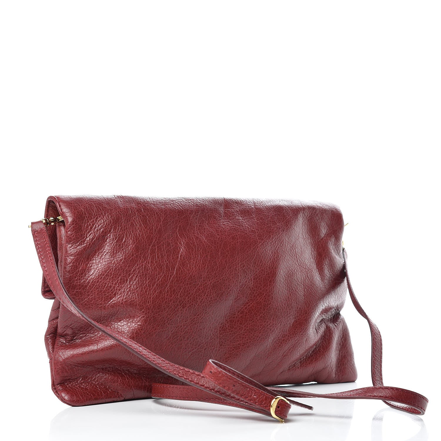 Balenciaga Agneau Giant 12 Gold Hardware Envelope Strap Clutch Rouge Cerise 3 of 12