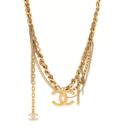 Chanel Metal Chain Link CC Multi Strand Choker Necklace Gold 1 of 5