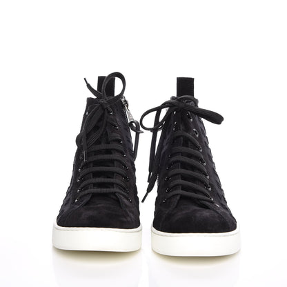 Louis Vuitton Neoprene Suede Embossed Monogram Stellar High Top Sneakers 35.5 Black 2 of 15