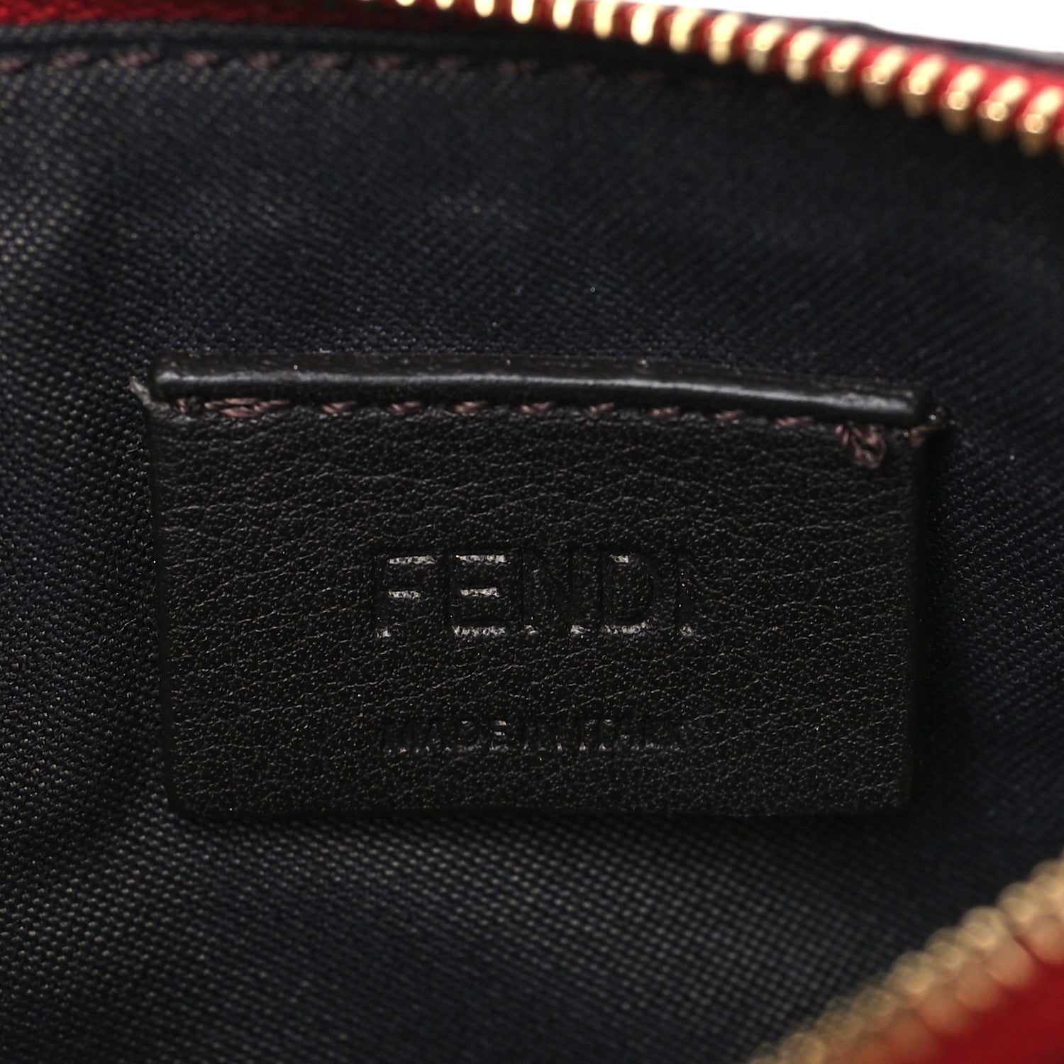 Fendi Vitello Cruise F is Fendi Bi-Color FF 1974 Embossed Key Case Pouch Maya Black Fragola 6 of 8