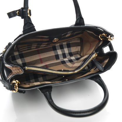 Burberry Grainy Calfskin Leopard Print Medium Banner Tote Black 5 of 8