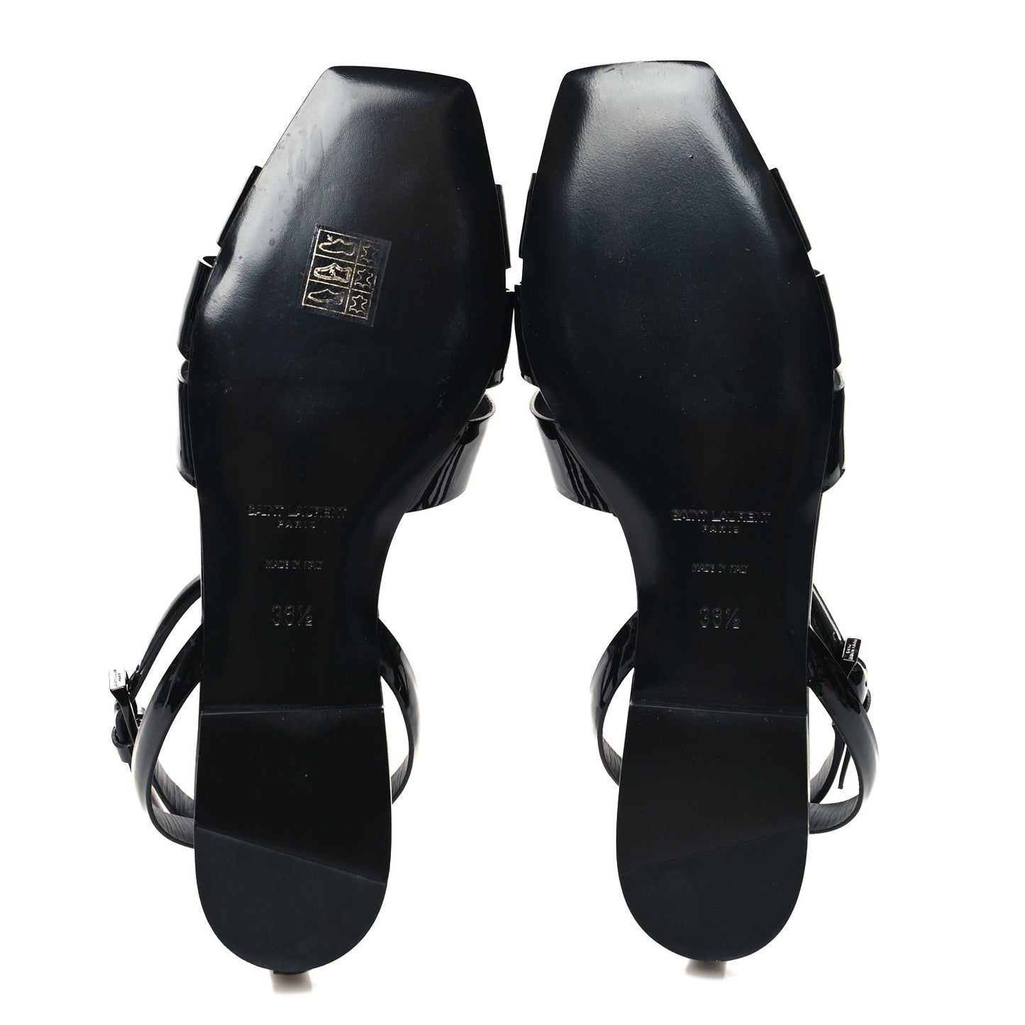 Patent Calfskin Tribute 05 Ankle Strap Sandals 36.5 Black