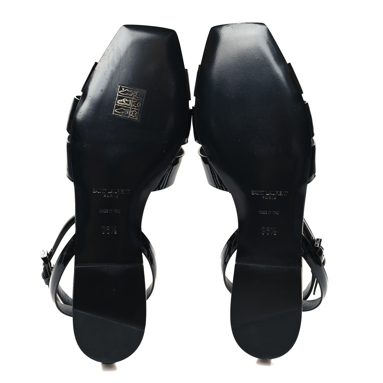 Saint Laurent Patent Calfskin Tribute 05 Ankle Strap Sandals 36.5 Black 5 of 8