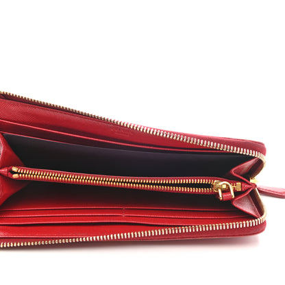 Prada Saffiano Zip Around Wallet Fuoco 4 of 12