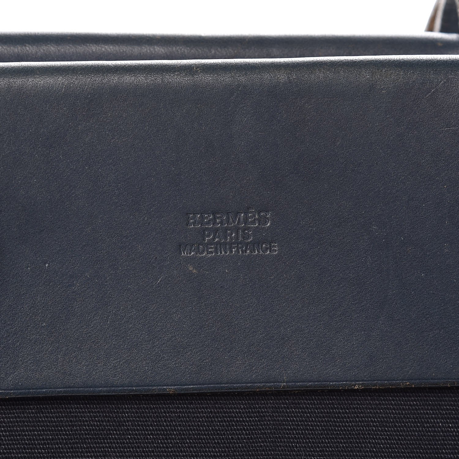 Hermes Toile Vache Hunter Herbag Cabas MM Bleu Marine 8 of 23