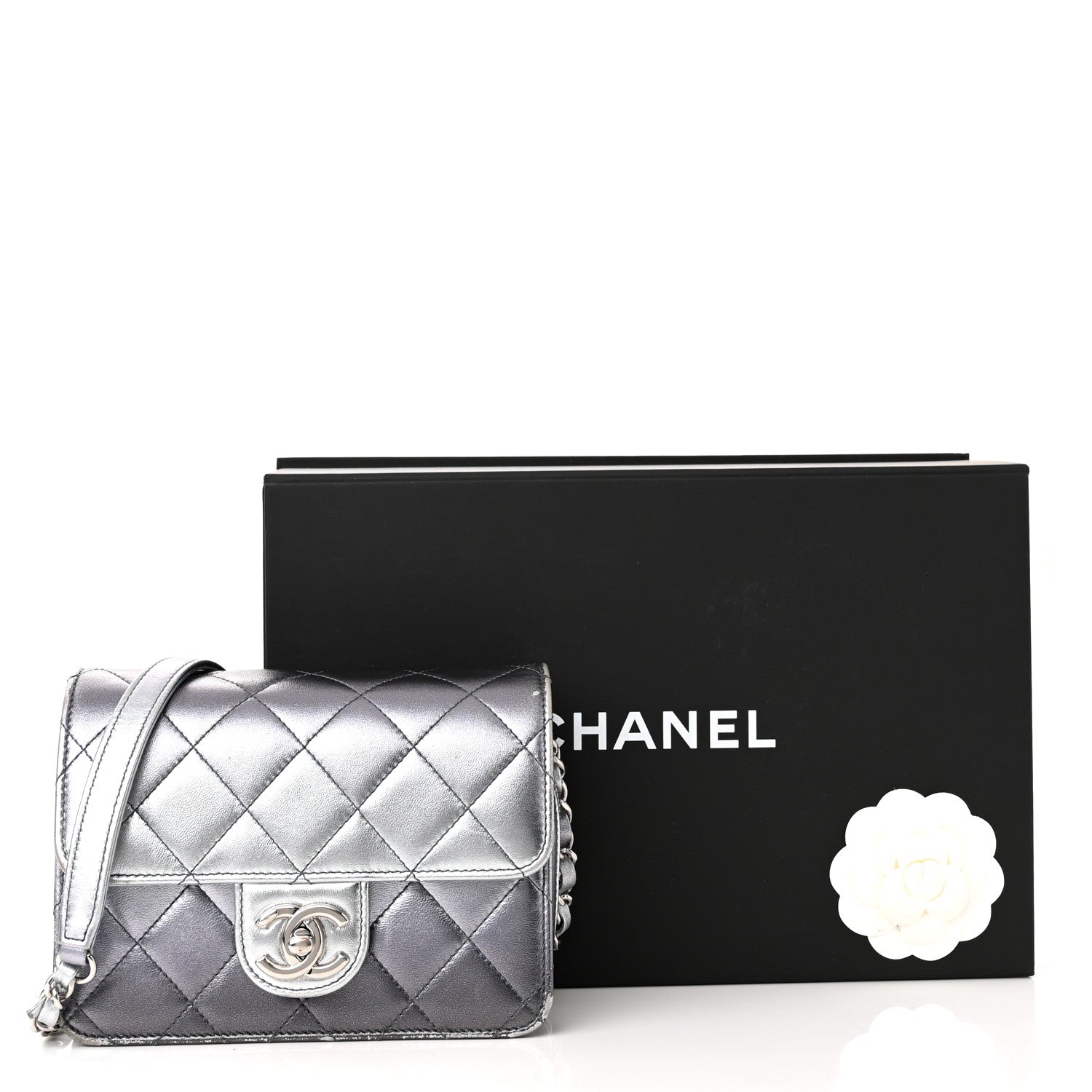 Chanel Metallic Lambskin Like A Wallet Flap Silvery Black 13 of 13