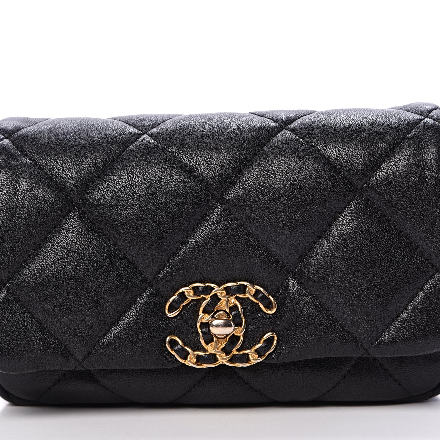 Chanel Lambskin Quilted Chanel 19 Waist Bag Black 7 of 9