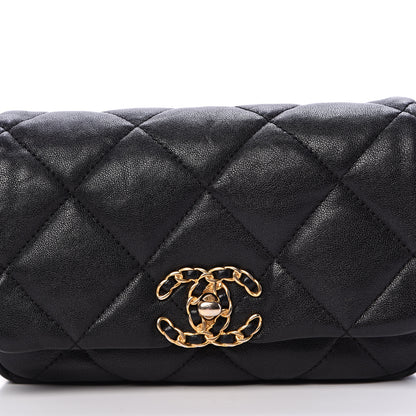 Chanel Lambskin Quilted Chanel 19 Waist Bag Black 7 of 9