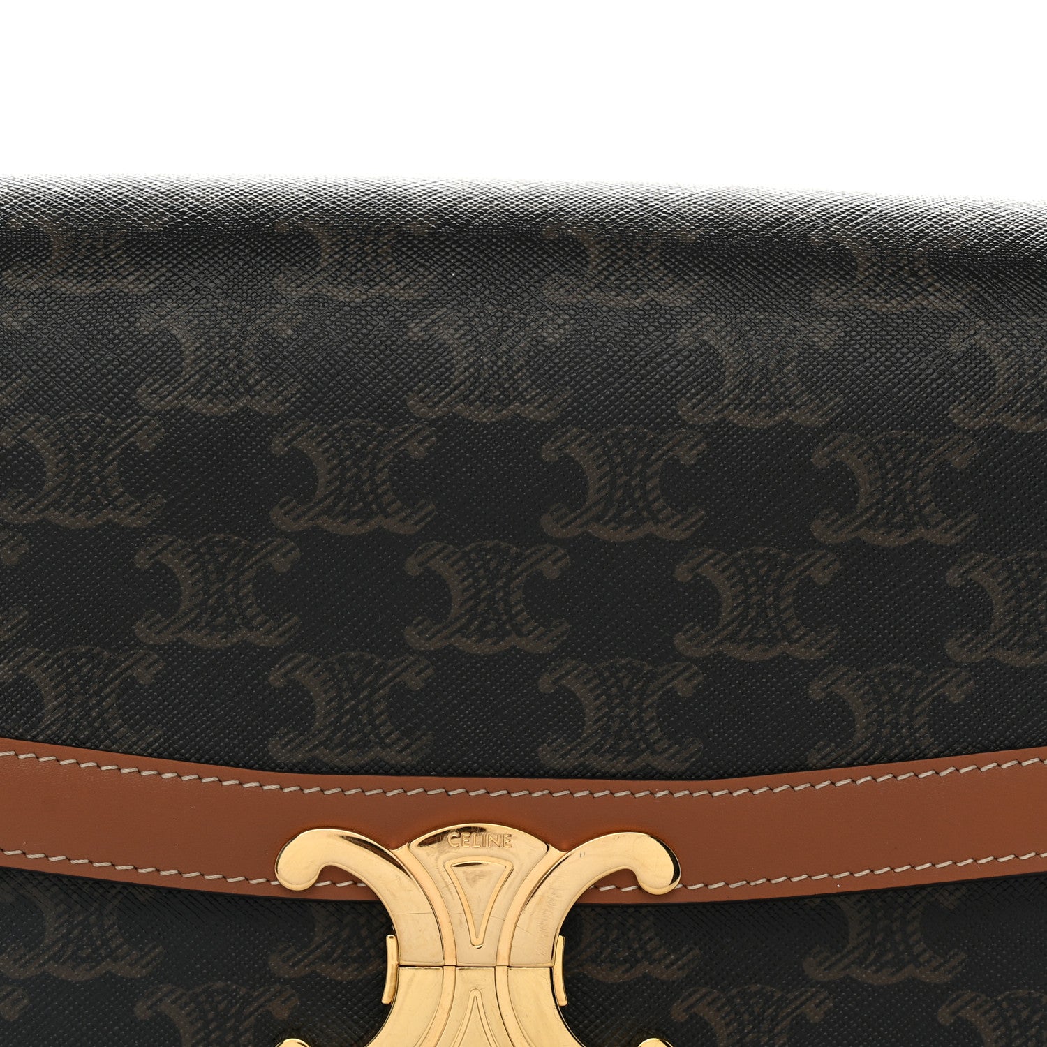 Celine Triomphe Canvas Calfskin Medium Triomphe Bag Tan 7 of 10