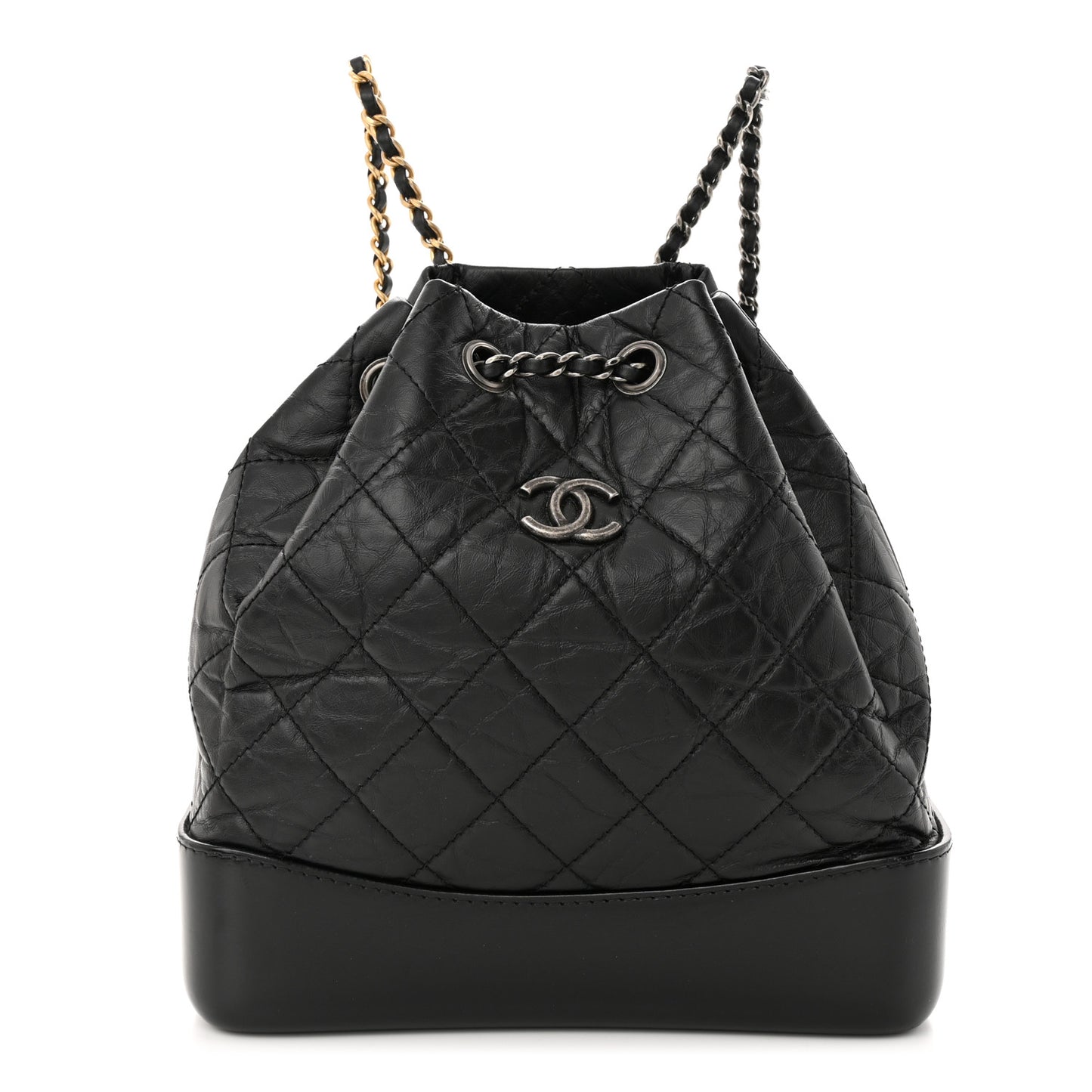 Aged Calfskin Quilted Small Gabrielle Backpack Black