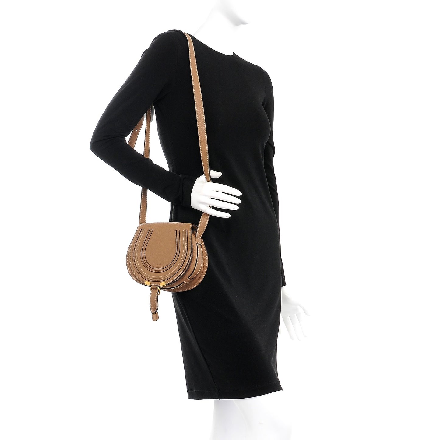 Calfskin Mini Marcie Round Crossbody Bag Nut