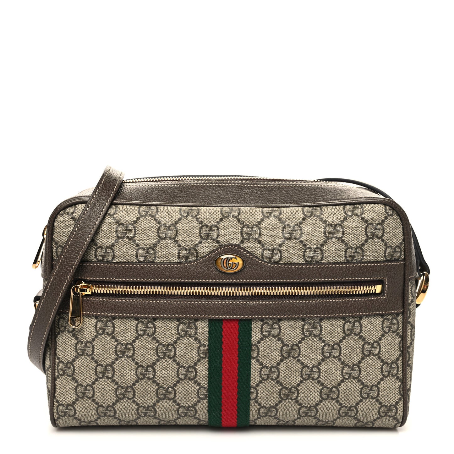 GG Supreme Monogram Web Small Ophidia Shoulder Bag Brown