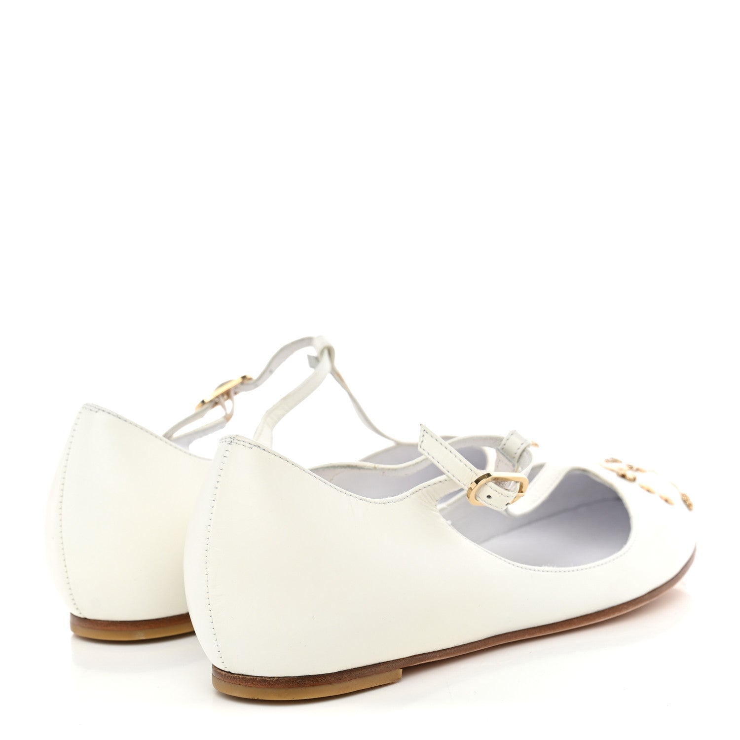 Chanel Lambskin CC Studded Flats White 4 of 13