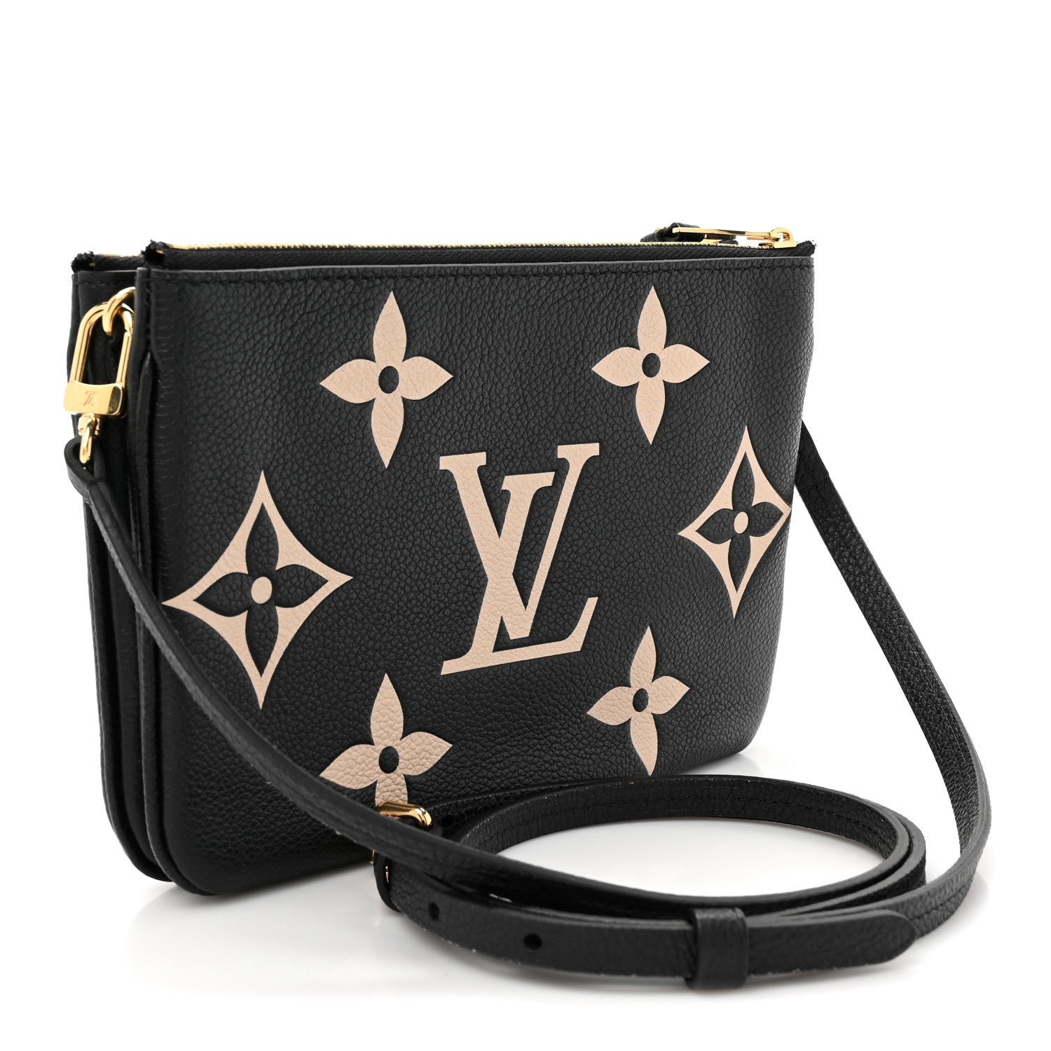 Louis Vuitton Empreinte Monogram Giant Double Zip Pochette Black Cream 3 of 12