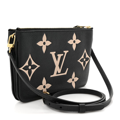 Louis Vuitton Empreinte Monogram Giant Double Zip Pochette Black Cream 3 of 12