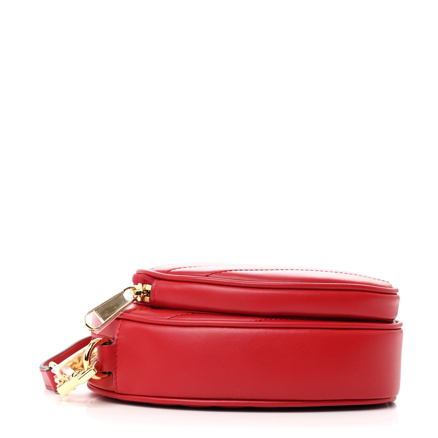 Gucci Calfskin Matelasse Diagonal Mini Interlocking G Heart Shoulder Bag Hibiscus Red 4 of 10