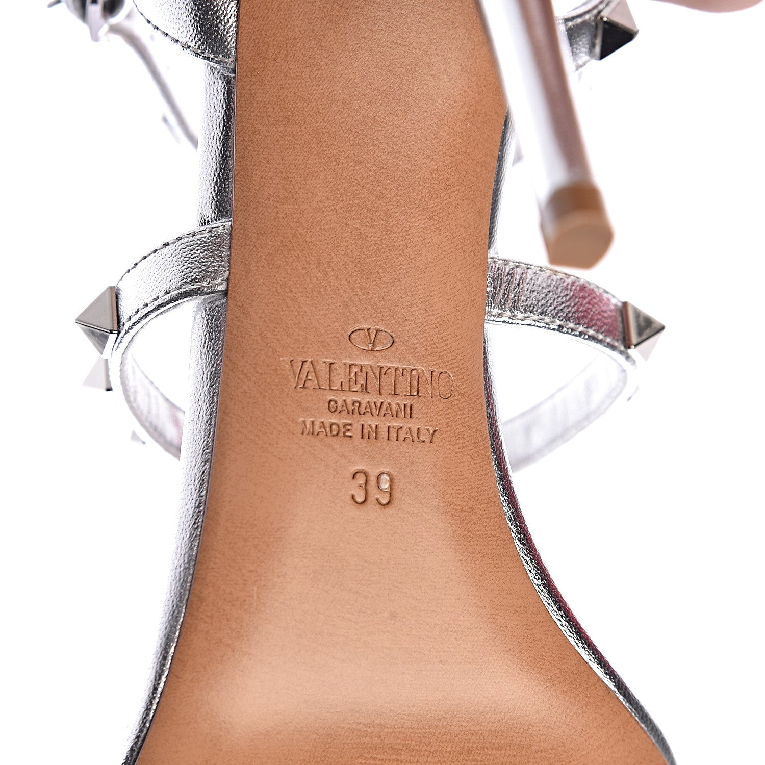 Valentino Garavani Metallic Nappa Rockstud Gladiator 105mm Sandals 39 Silver 6 of 9