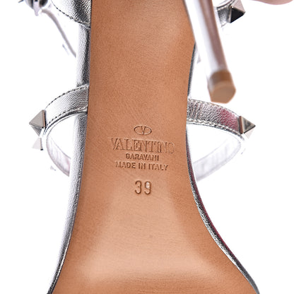 Valentino Garavani Metallic Nappa Rockstud Gladiator 105mm Sandals 39 Silver 6 of 9