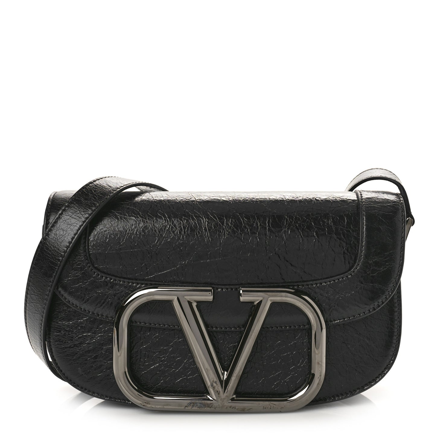Brushed Calfskin Supervee Shoulder Bag Black