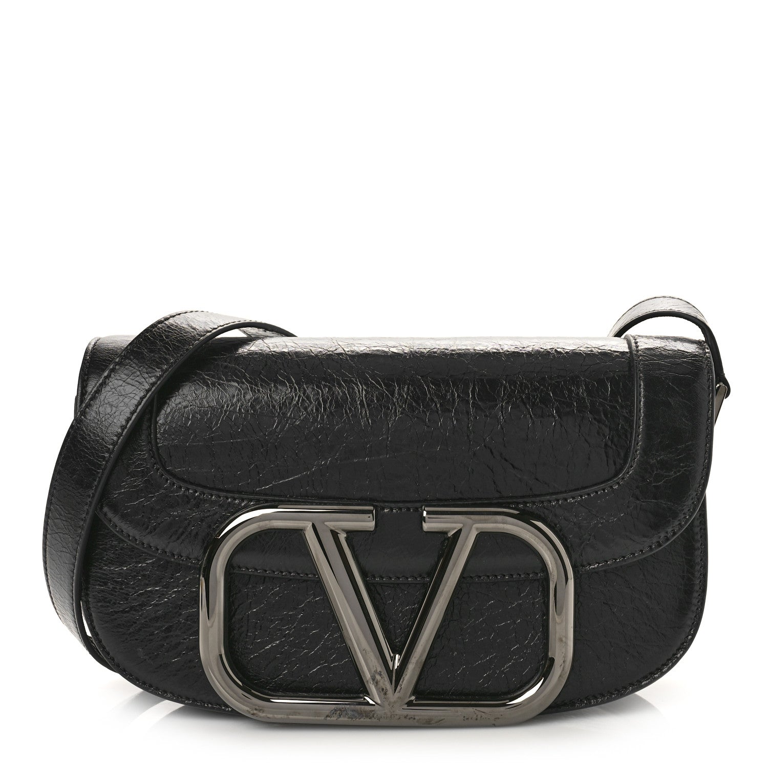 Valentino Garavani Brushed Calfskin Supervee Shoulder Bag Black 1 of 8