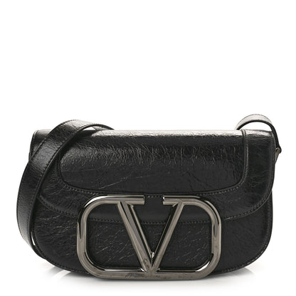 Valentino Garavani Brushed Calfskin Supervee Shoulder Bag Black 1 of 8