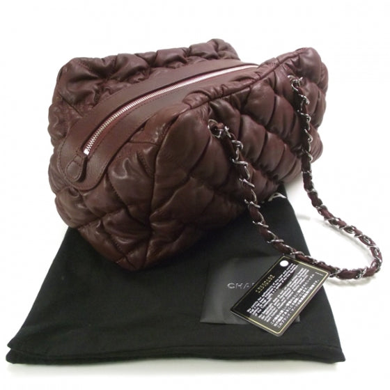 Leather Bubble Quilt Bowler Bordeaux