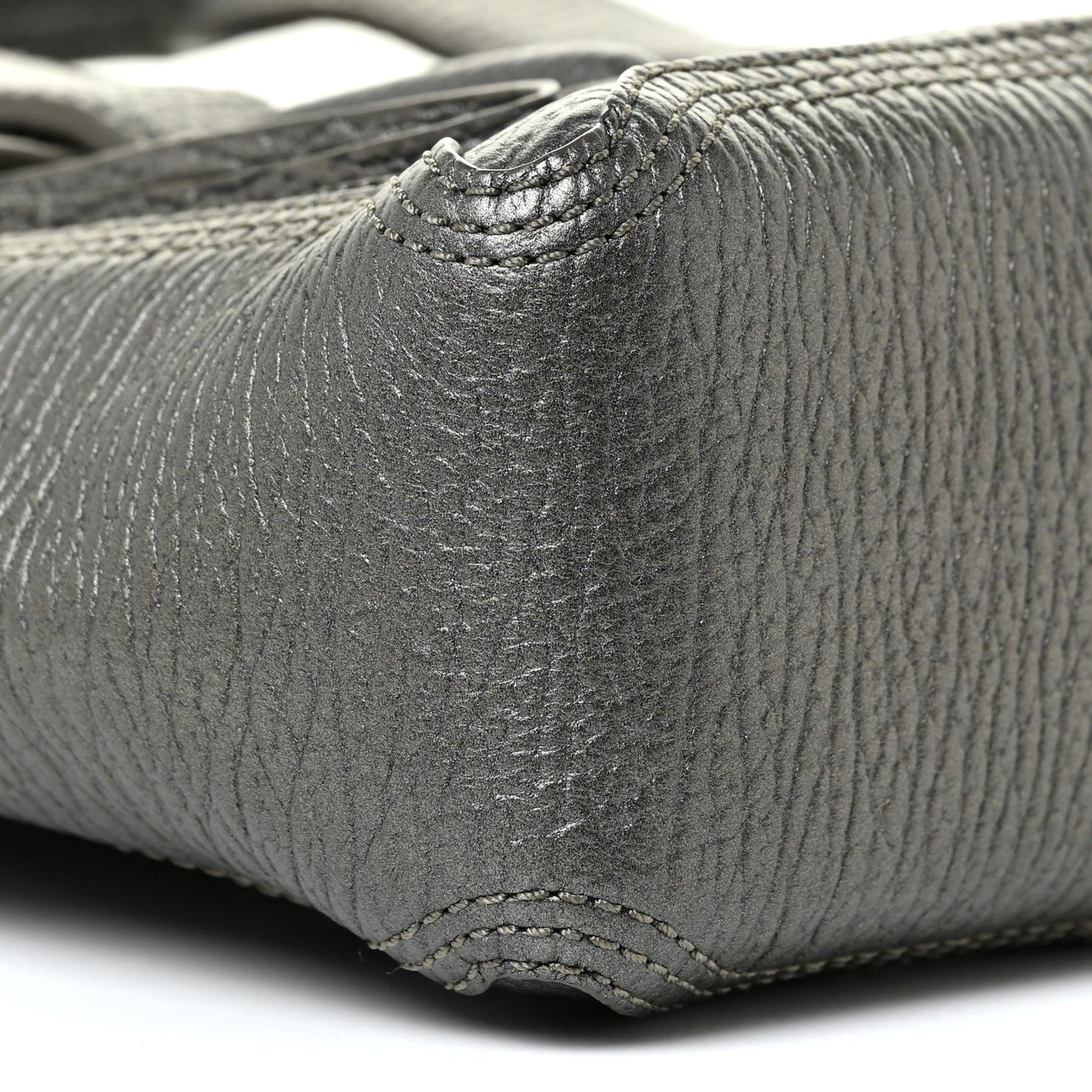 Metallic Textured Calfskin Mini Pashli Satchel Silver