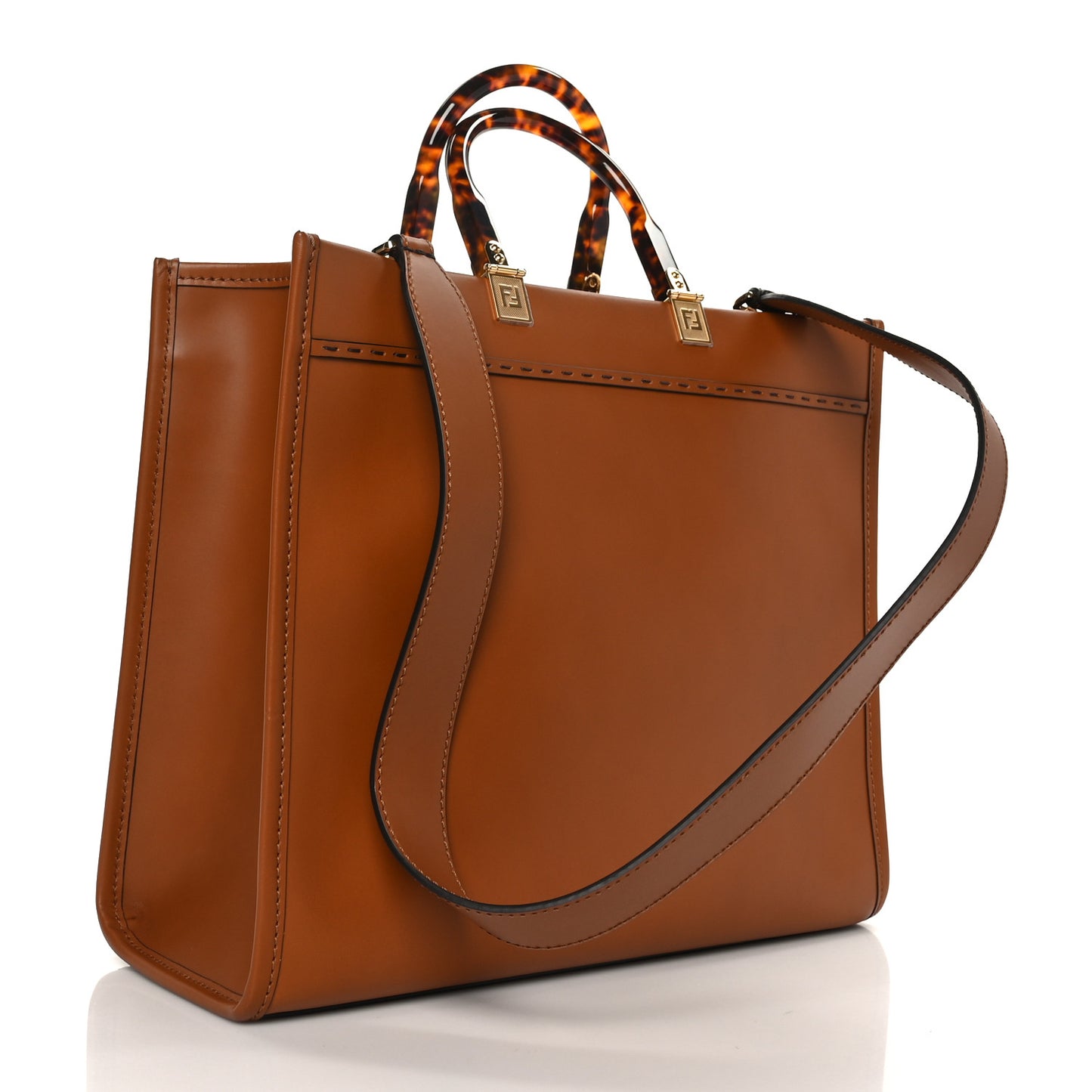 Vitello King Plexiglass Medium Fendi Sunshine Shopper Tote Cuoio