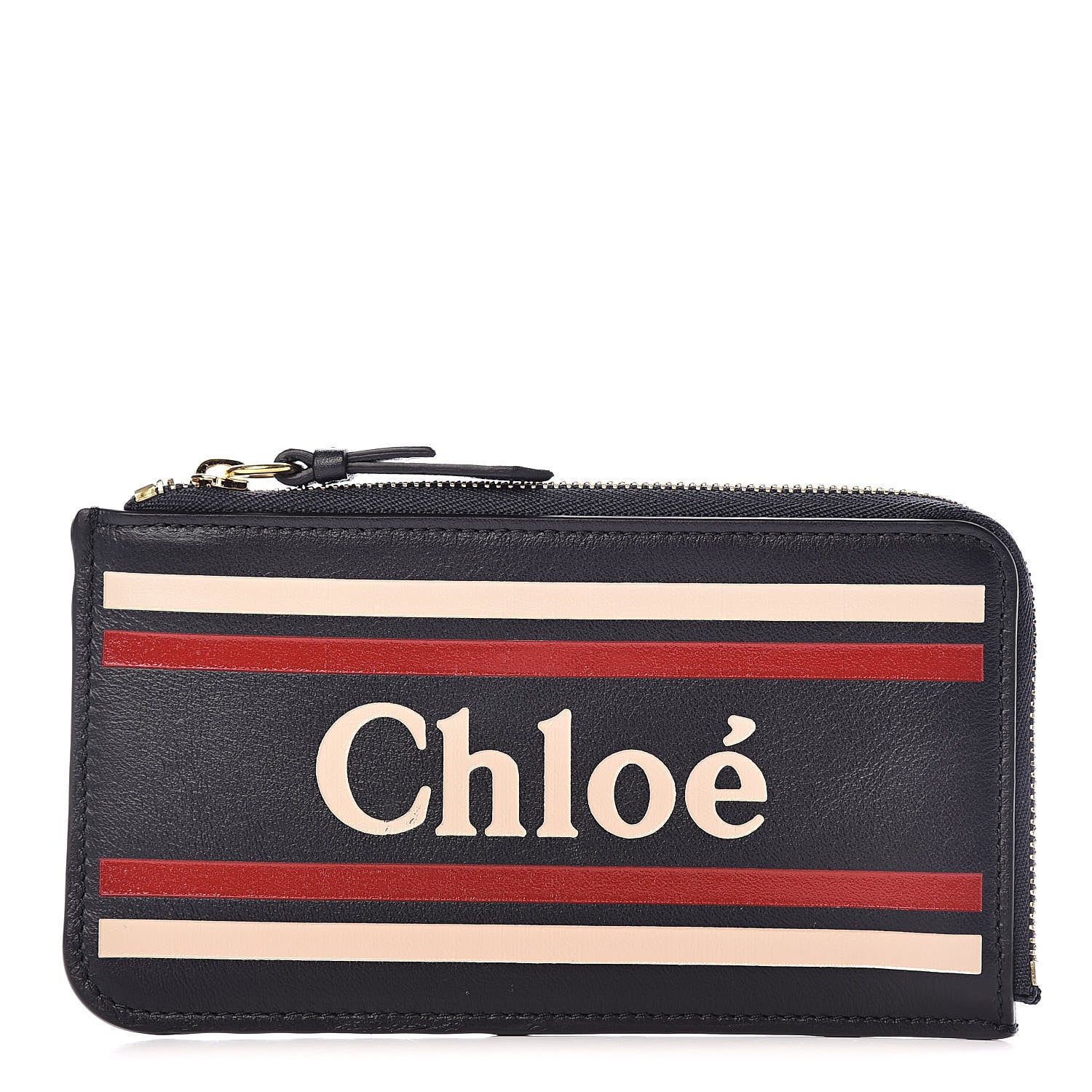 Chloe Calfskin Logo Vick Zip Card Case Full Blue 1 of 8