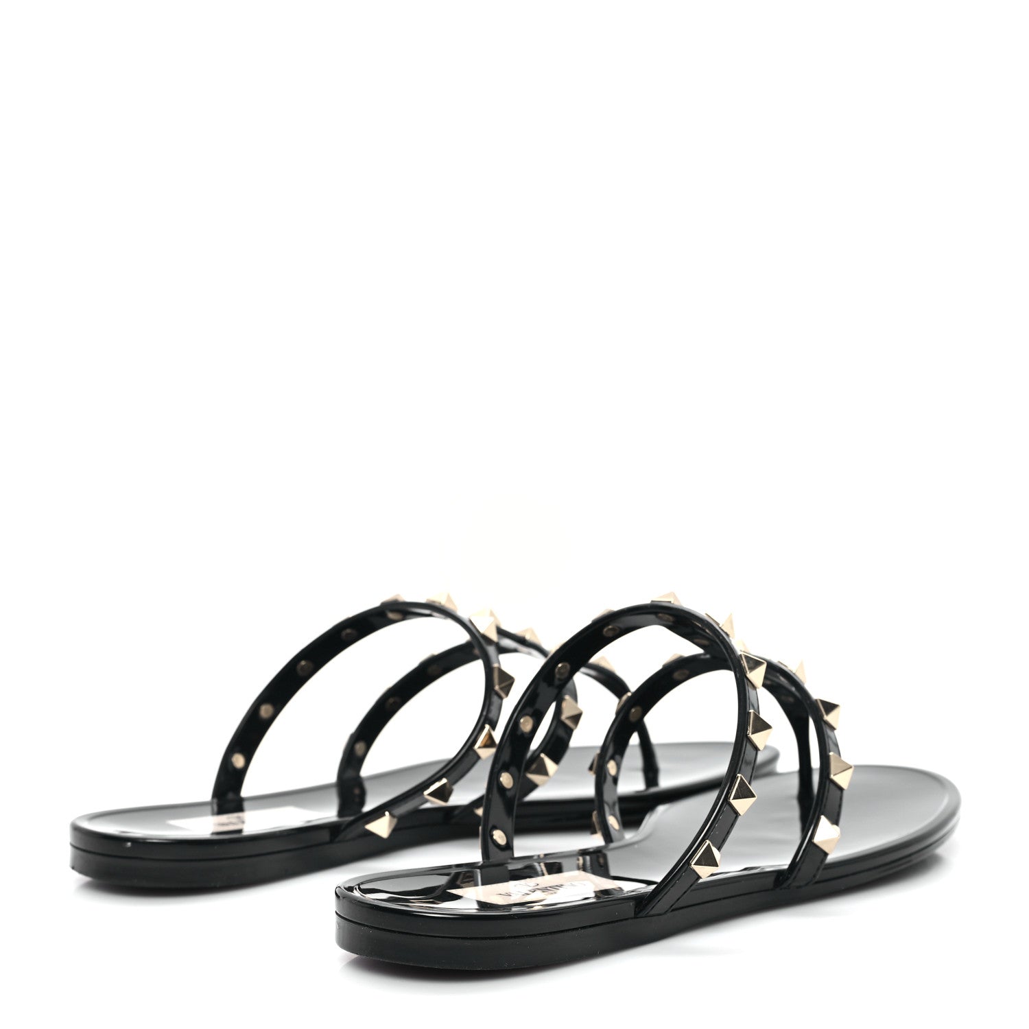 Valentino Garavani PVC Jelly Rockstud Caged Flat Thong Sandals 38 Black 5 of 8