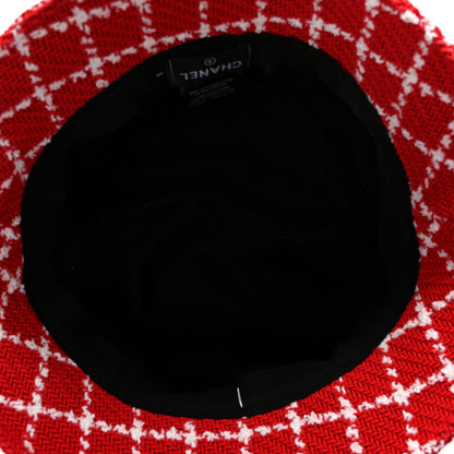 Chanel Cotton Tweed CC Bucket Hat L Red White 7 of 8