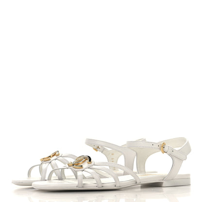 Chanel Lambskin Crystal CC Sandals 37 White 4 of 9