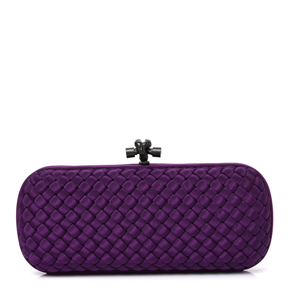 Bottega Veneta Silk Faille Intrecciato Knot Clutch Purple 1 of 6