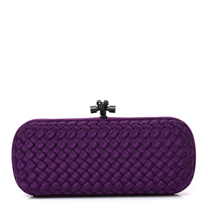 Bottega Veneta Silk Faille Intrecciato Knot Clutch Purple 1 of 6