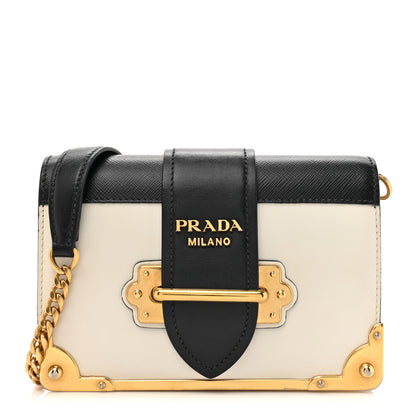 Prada City Calf Saffiano Cahier Bag Talco Black 1 of 13