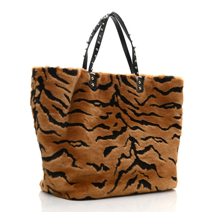 Dolce & Gabbana Faux Pellicciotto Tiger Fur Print Studded Beatrice Tote Black 2 of 8