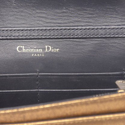 Christian Dior Metallic Brushed Calfskin Diorama Wallet on Chain Pouch Gold 6 of 11