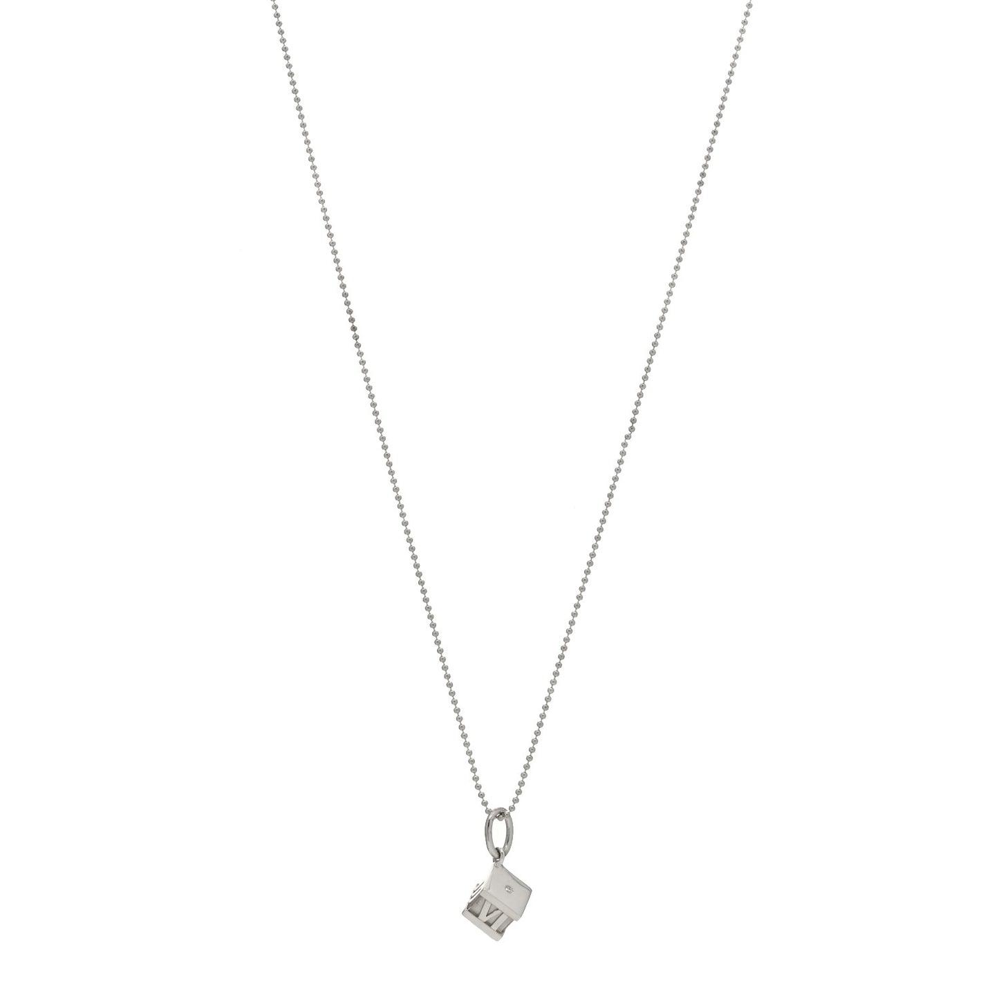 Sterling Silver Diamond Atlas Cube Pendant Necklace