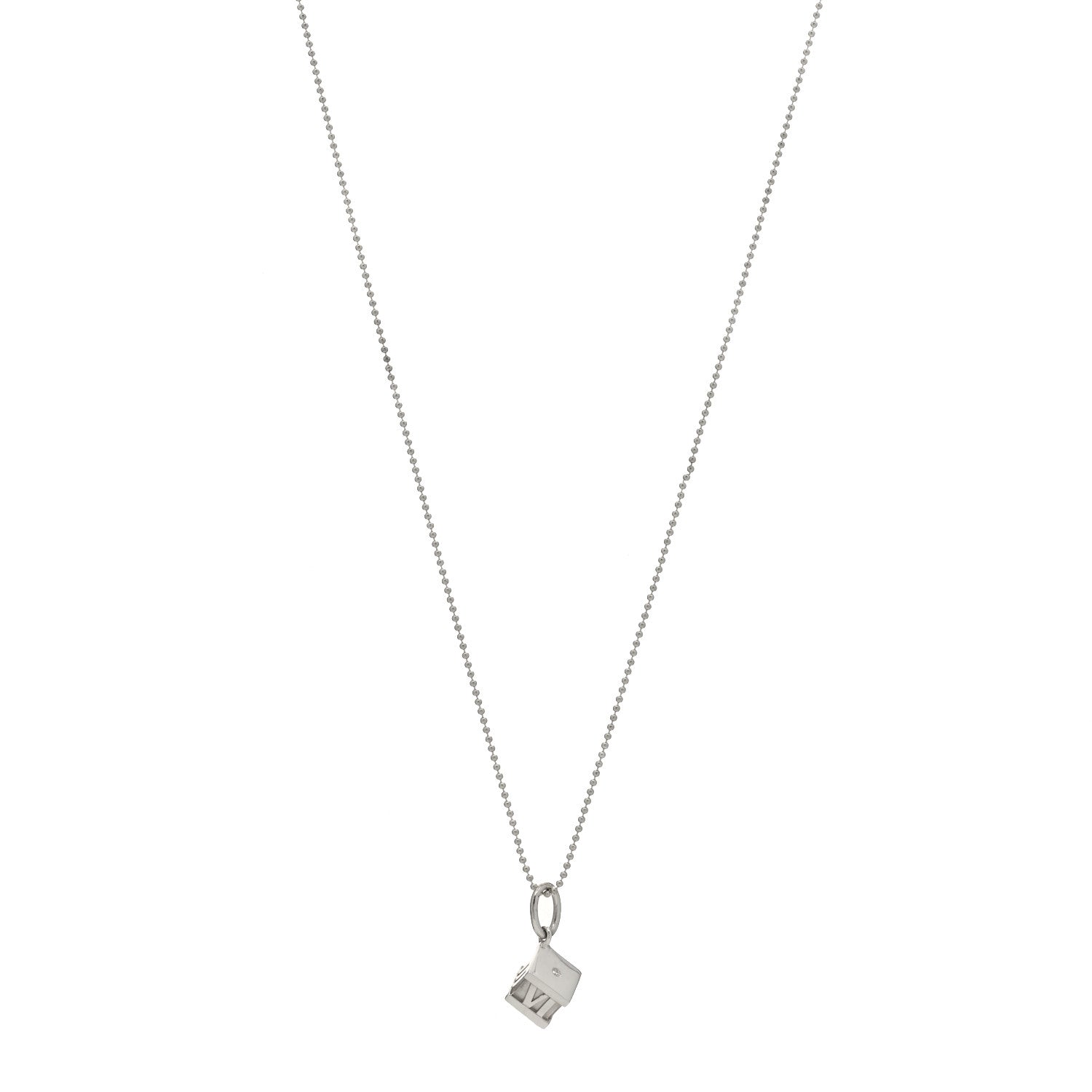 Tiffany Sterling Silver Diamond Atlas Cube Pendant Necklace 1 of 5