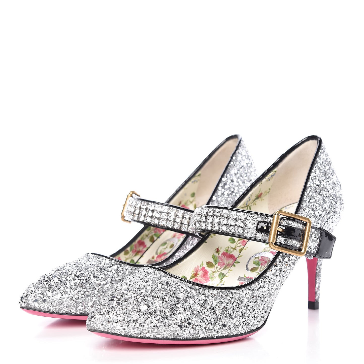 Calfskin Glitter Slyvie Mary Jane Pumps Argento 35.5